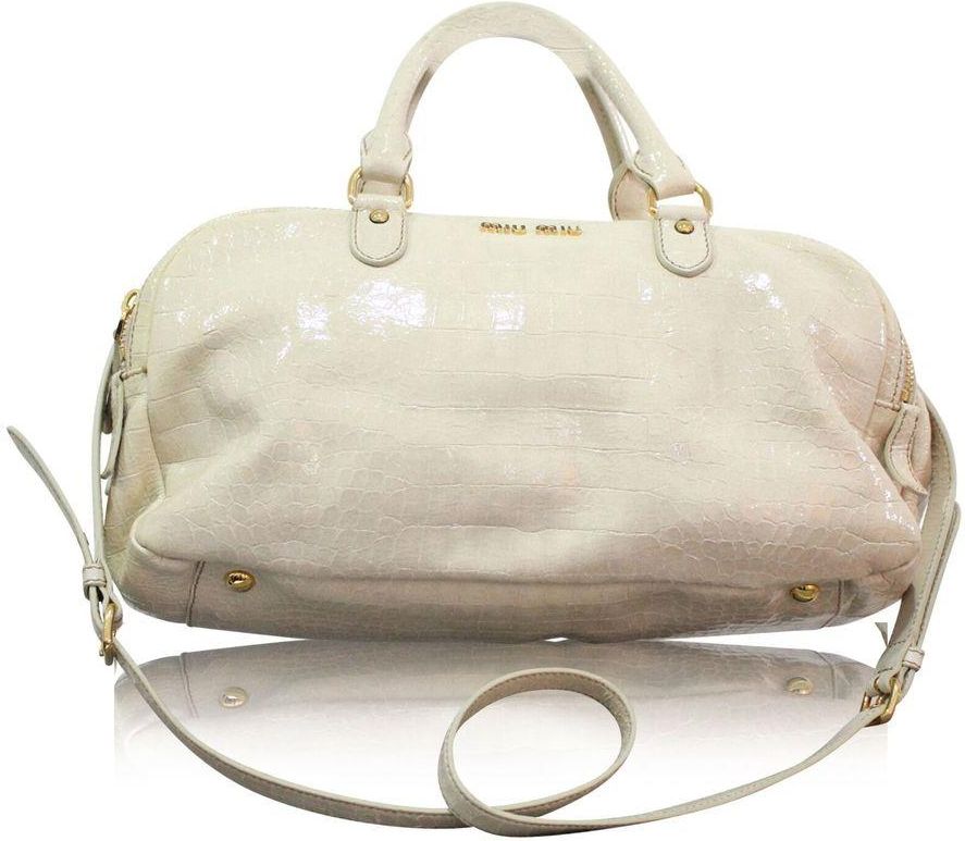 Miu Miu Vintage Croc Embossed Patent Leather Bowling Bag