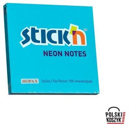 Stickn Stick'N Bloczek 76 X Mm Niebieski Neonowy 100 Kartek