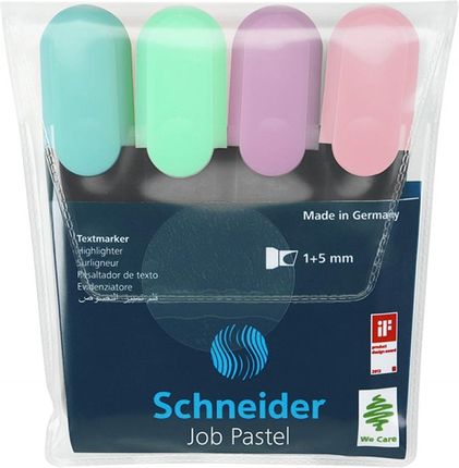 Schneider Zestaw Zakreślaczy Job Pastel 1-5mm 4 Szt. Mix Kolorów