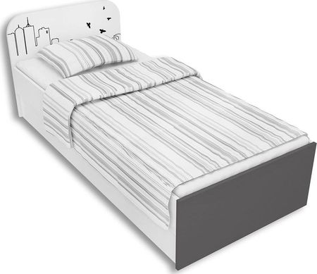Elior Biało-grafitowe łóżko młodzieżowe 90x200 Timi 9X - 5 kolorów Granatowy