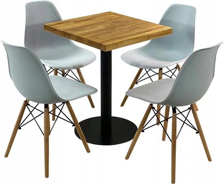 Zestaw Stół Bistro Wood 4 Krzesła Milano Szare