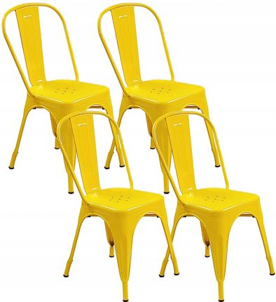 4 Krzesła Metalowe Tolix Żółte Restauracja Bar