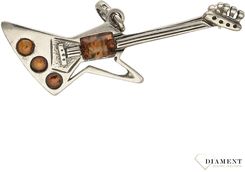 DIAMENT SREBRNA BROSZKA BURSZTYN GITARA ELEKTRYCZNA