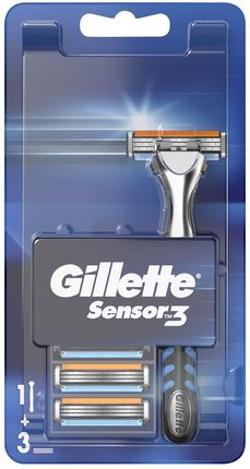 Gillette Sensor3 Rączka Maszynki Do Golenia + Wymienne Ostrza 3 Sztuki