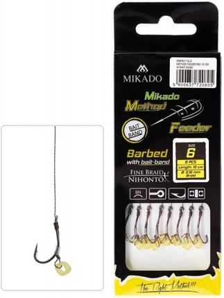 Mikado Przypon Method Feeder Z Gumką Hak Zadziorem Nr 10 / Plecionka 0.12Mm/10Cm 8Szt