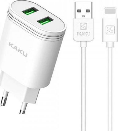 Kaku 2.4A 2xUSB + Kabel USB iPhone Lightning 1m QIFAN Dual Port Smart Charger EU (KSC-372) biała (111008)