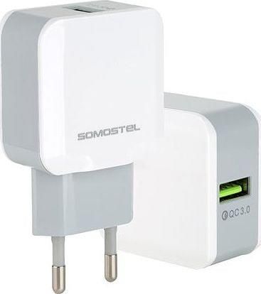 Somostel 3A + KABEL MICRO USB BIAŁA QUICK 3.0 FAST CHARGER 3100mAh QC 3.0 SMS-A12 Biały (25670)