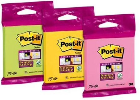 Post-It-3M Karteczki Post-It Super Sticky 6820-Ss 76X76Mm 75 Kart. Mix Kolorów