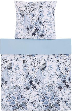 Beliani Komplet pościeli 135 x 200 cm bawełniany kwiatowy wzór biało-niebieski Ballard