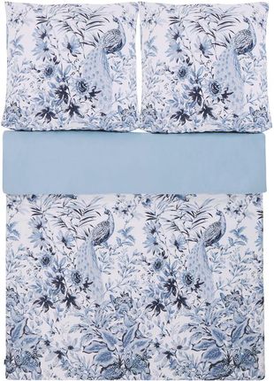 Beliani Komplet pościeli 155 x 220 cm bawełniany kwiatowy wzór biało-niebieski Ballard