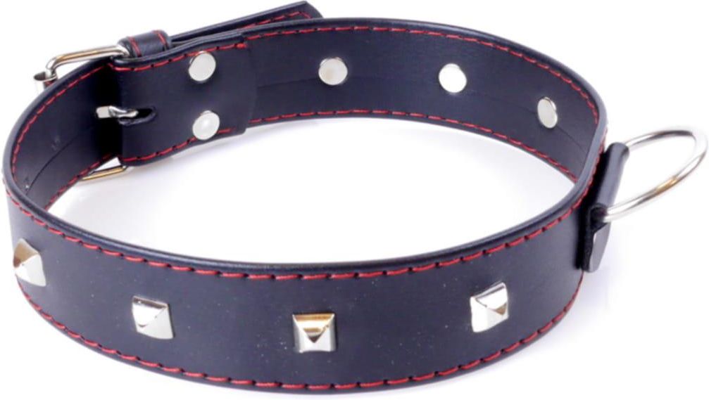 Fetish Boss Series Collar With Studs 3Cm Red Line