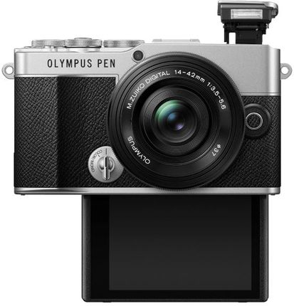 OLYMPUS　PENカメラ Aparat cyfrowy Olympus PEN E-P7 srebrny + EZ-M1442EZ czarny - Ceny