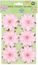 Zdjęcie Sonem Kwiatki Dekoracyjne Papierowe Na Drucie 6Szt Różowe - Niepołomice