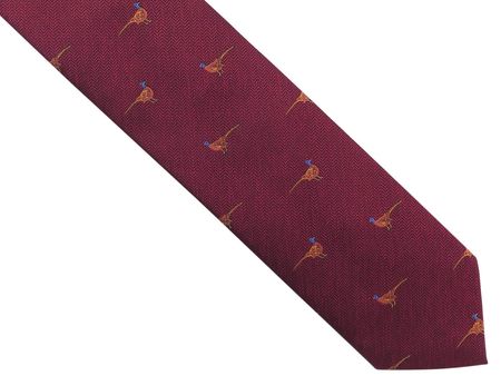 Bordowy krawat męski w bażanty D273