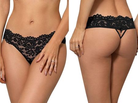 Róża Newia Seksowne stringi z koronki *M* czerń