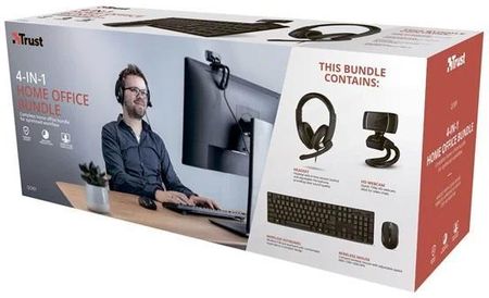TRUST QOBY 4-IN-1 HOME OFFICE SET - KEYBOARD, MOUSE, HEADSET AND WEB CAMERA SET - NORDYCKI - CZARNY (24107)
