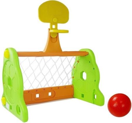 Lean Toys Bramka Piłkarska Koszykówka 2W1 Dla Dzieci Zielono Pomarańczowa