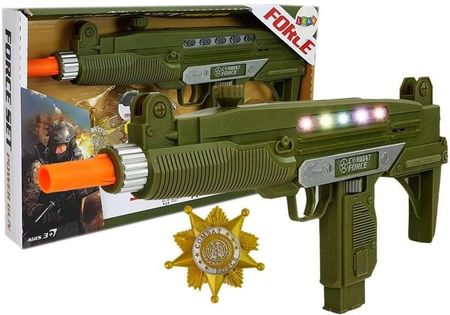 Lean Toys Zestaw Wojskowy Pistolet Dźwięk Światła Odznaka 37 Cm