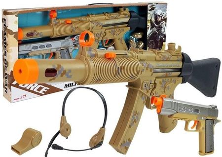 Lean Toys Zestaw Wojskowy Broń Dwa Pistolety Słuchawki Gwizdek