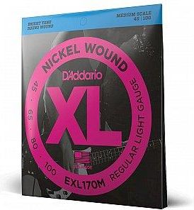 D'Addario Exl170M Nickel Wound Struny Do Gitary Basowej, Light, 45 100, Medium Scale