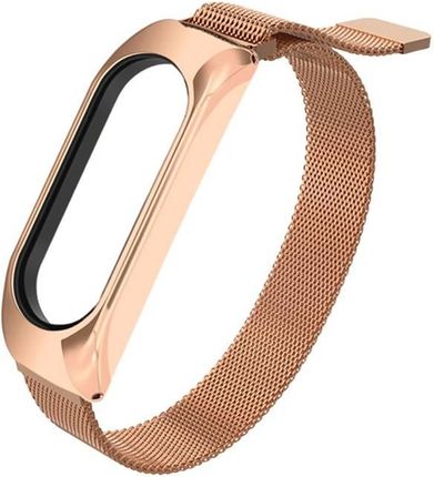 Hurtel Zamienna metalowa opaska bransoleta pasek do Xiaomi Mi Band 6/ 5/ 4/ 3 Złoto-różowy