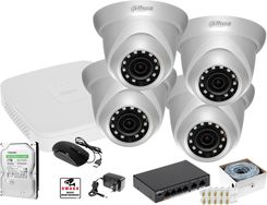 Zdjęcie Kompletny zestaw monitoringu IP Dahua 4x Kamera Kopułkowa 4Mpx - Krzepice