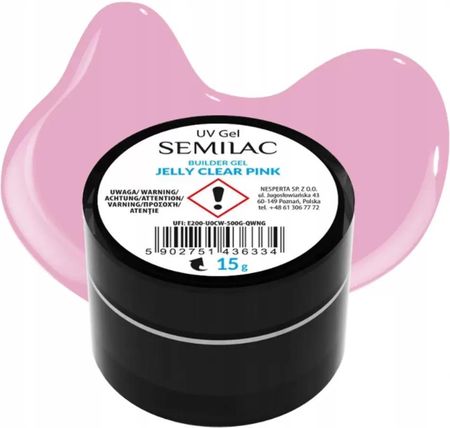 Semilac UV Builder Gel Jelly Clear Pink Żel UV budujący różowy 15g