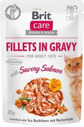 Brit Care Cat Pouches Fillets In Gravy With Savory Salmon 12X85G