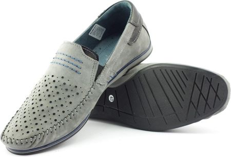 Buty męskie mokasyny 876 lato szare - zdjęcie 3