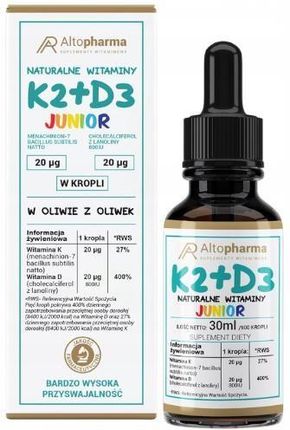 Altopharma Witamina K2 MK-7 + D3 Junior w kroplach 30 ml