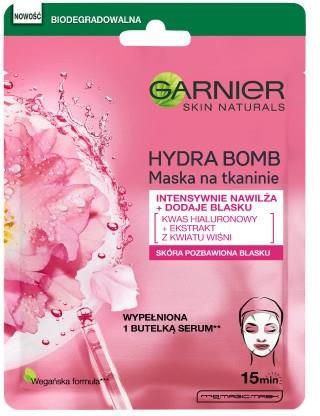 Garnier Skin Naturals Hydra Bomb Maska na tkaninie intensywnie nawilżająca z ekstraktem z kwiatu wiśni 28 g