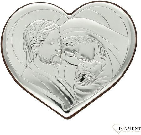 Diament Srebrny obrazek z wizerunkiem Świętej Rodziny serce BC64322