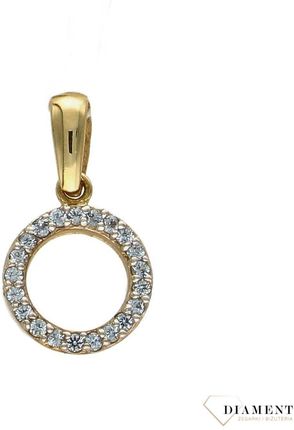 Diament Złota zawieszka 585 kółeczko otwarte z niebieską cyrkonią DIAZAW0915585