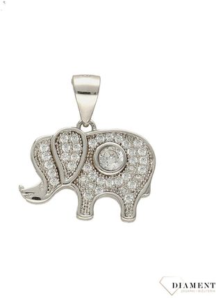 Diament Srebrna zawieszka słoń z cyrkoniami DIAZAW0803925
