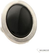 Diament Srebrny pierścionek okrągły z onyksem DIAPRS3412925
