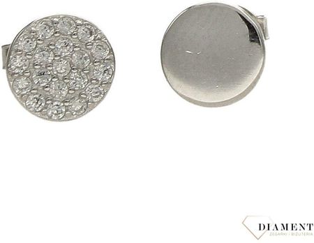 Diament Srebrne kolczyki gładkie kółka i kółka z cyrkonią DIAKLC3512925