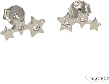 Diament Srebrne kolczyki w kształcie gwiazdki z cyrkonią DIAKLC3536925