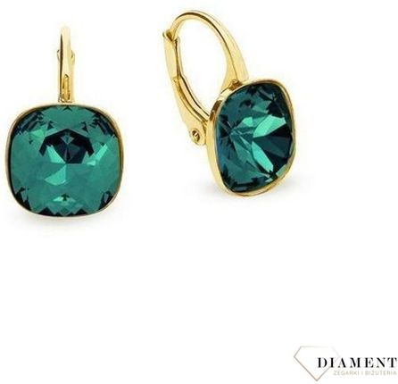 Spark Srebrne kolczyki wiszące pozłacane w kolorze Gilded Earrings Emerald KAG447010EM