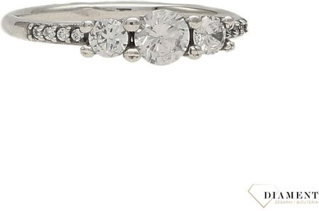 Diament Srebrny pierścionek ozdobiony cyrkonią DIAPRS3590925