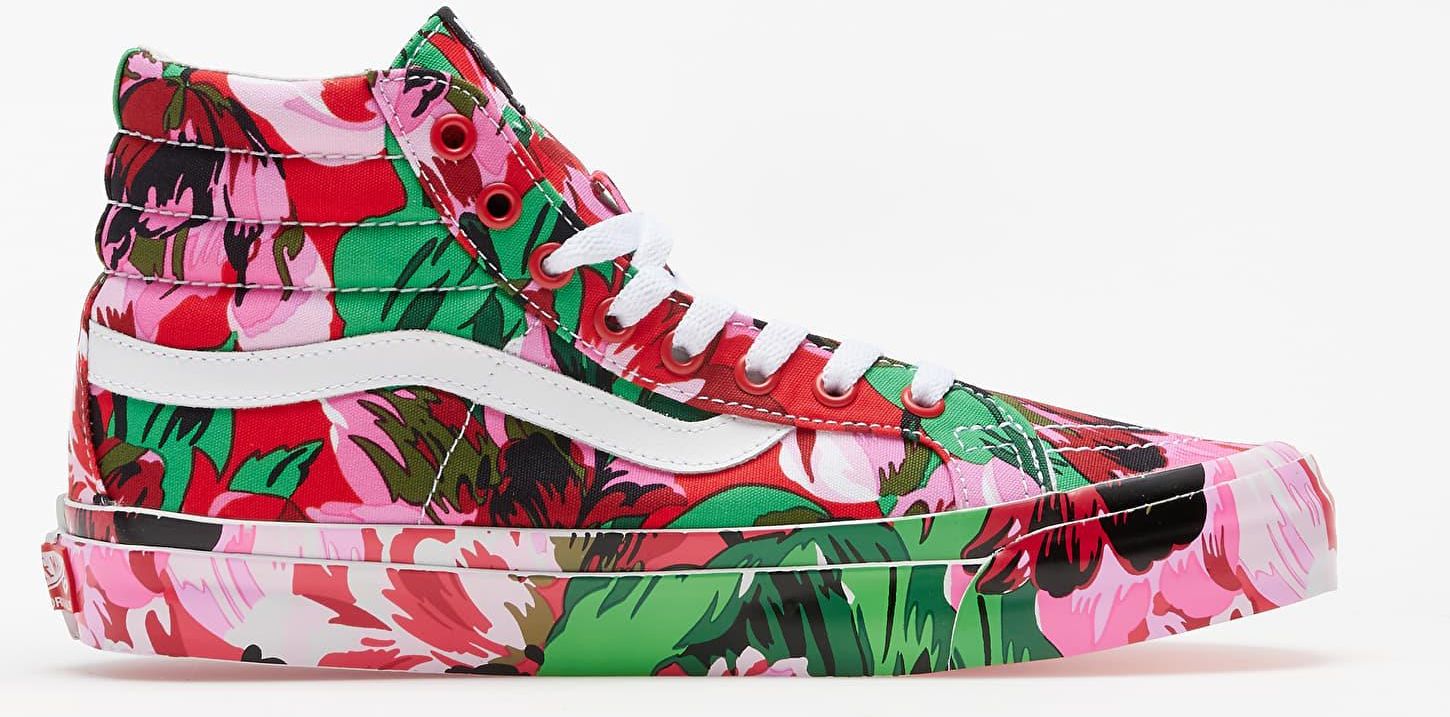 KENZO x Vans Vault OG Sk8 Hi LX Floral Red True White - Ceny i 