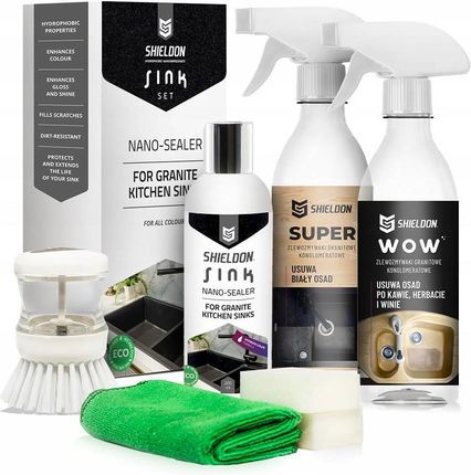 Shieldon Protects Zestaw do czyszczenia zlewu granitowego Wow + Super + impregnat Sink
