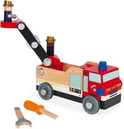 Janod Drewniany Wóz Strażacki Do Składania Z Narzędziami Brico