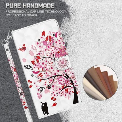 Xgsm Etui Wallet do Xiaomi Czerwony mi Note 10/10S Light Spots Decor Cat and Tree