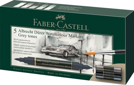 Faber-Castell Pisaki Akwarelowe Dwustronne Albrecht Durer Faber-Castell 5Kol Zestaw Odcienie Szarości