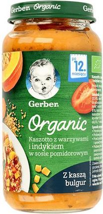 Gerber Organic Kaszotto Z Warzywami I Indykiem W Sosie Pomidorowym dla niemowląt po 12 Miesiącu 250g