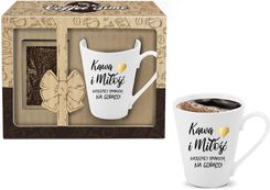 Cf Kubek Ceramiczny Z Napisem Kawa I Miłość Ziarnami Kawy W Pudełku