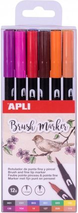 Apli Kids Markery Dwustronne Brush Marker 12 Kolorów