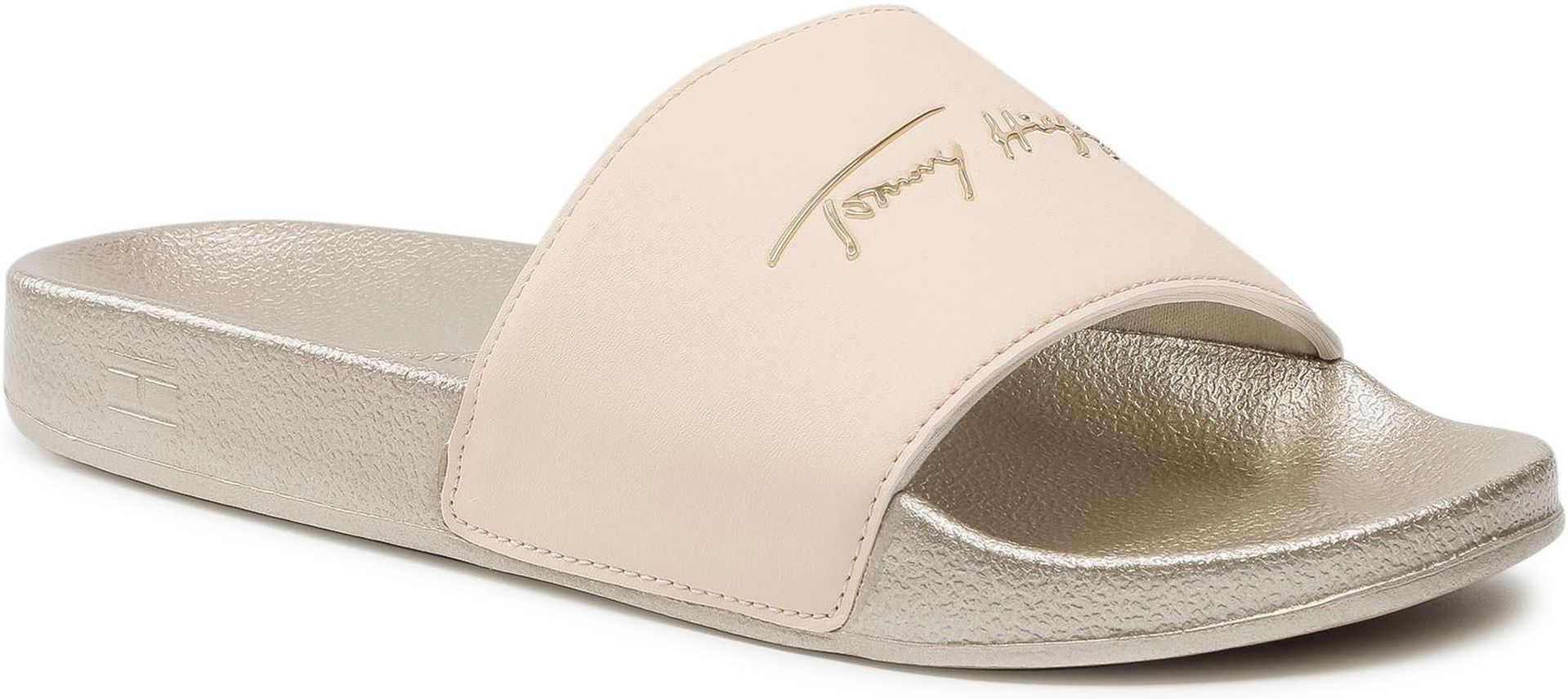 tommy metallic pool slide fw0fw05760 light gold 0lk