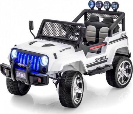 Super-Toys Mega Jeep Sunshine Napęd 4X4 2X12V Wolny Start Miękkie Koła Radio Biały S2388Biały