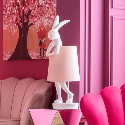 Kare Animal Rabbit lampa stołowa biała/różowa